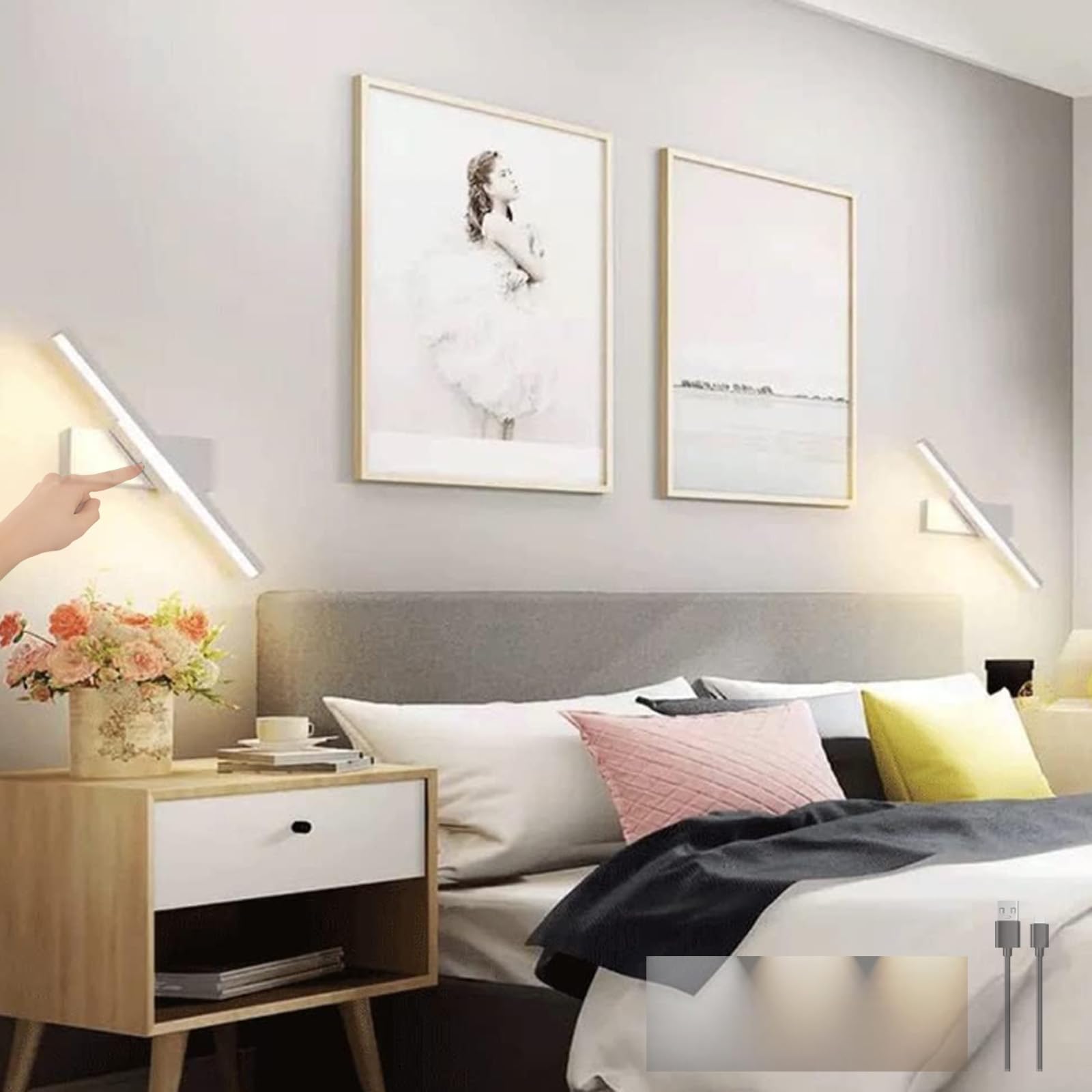 Aplique de pared LED interior de 30cm blanco con iluminación Up Down para baño 8