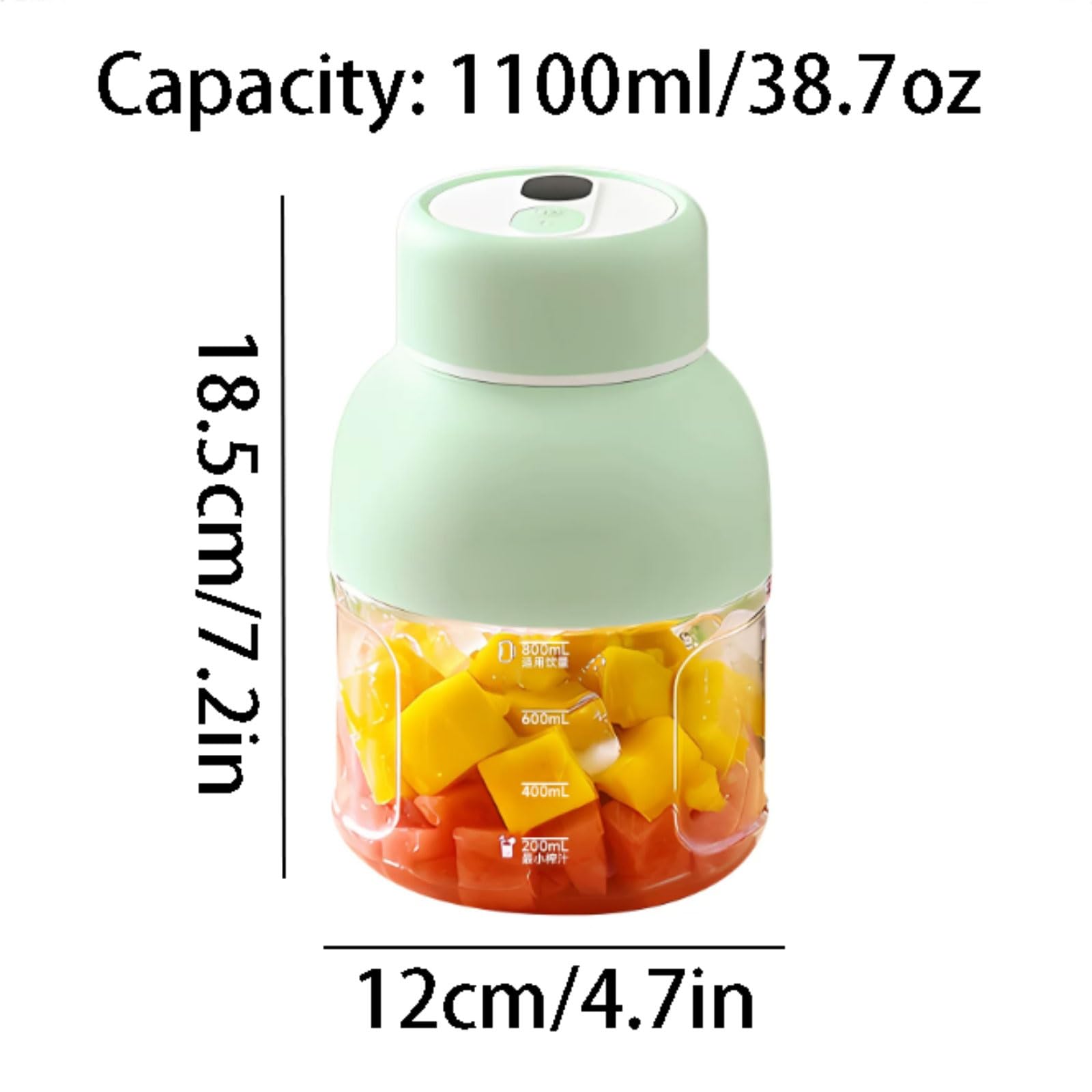 Wydajny plastikowy przenośny blender z 2 pokrywkami 18 ostrzy przenośna sokowirówka potężny osobisty rozmiar blender akumulator USB kompaktowy (bladoczerwony)