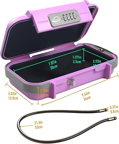 Miniatura 2 de Caja de seguridad portátil, combinación segura con cable extraíble, establece tu propia combinación, para viajes, actividades familiares y de