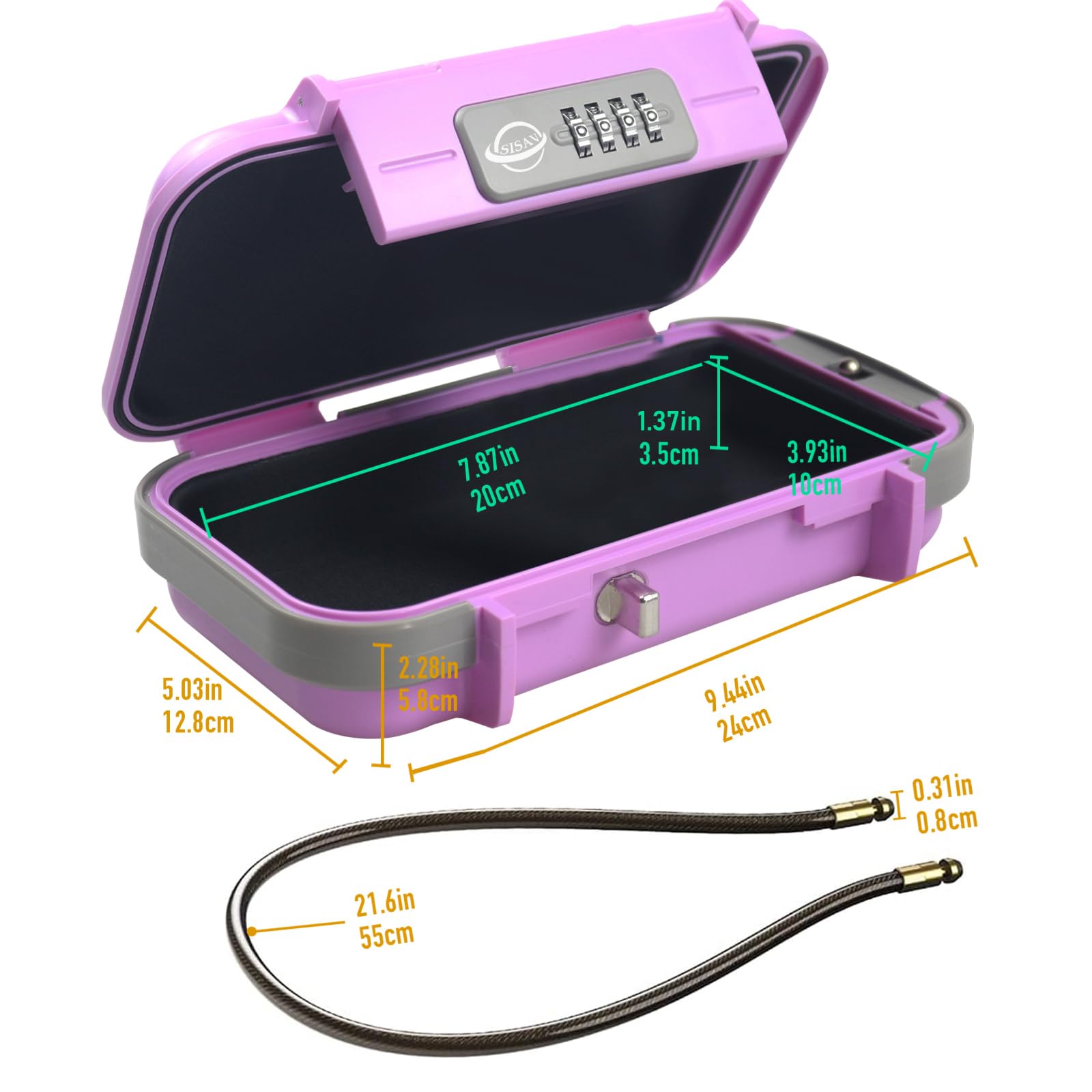 Tragbarer Safe Box, Kombinationssafe mit abnehmbarem Kabel, Stellen Sie Ihre eigene Kombination ein, für Reisen, Familie und Outdoor-Camping-Aktivitäten, Rosa
