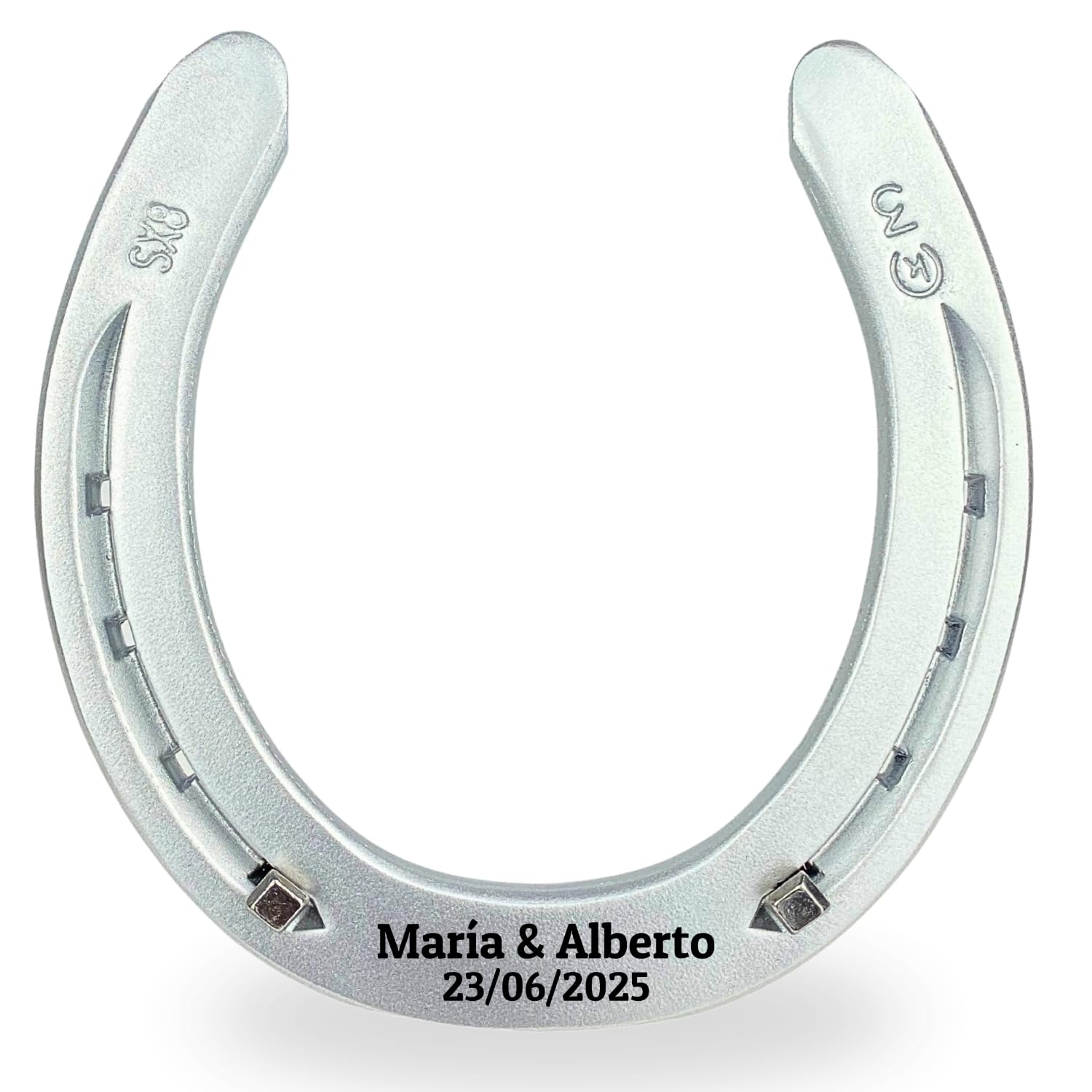 Dttra Herradura con grabado personalizado de hierro pesado, herradura original de caballo, lacada en plata, herradura de la suerte personalizada para boda o regalo de inauguración