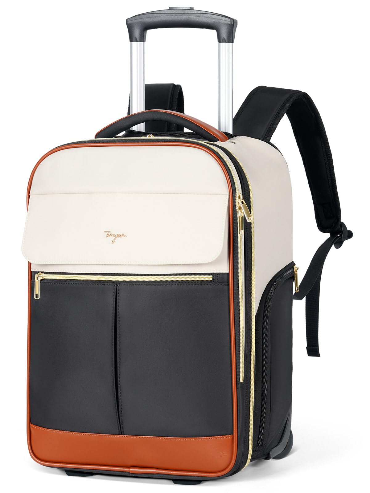 Mochila enrollable para mujer de 17 pulgadas, mochila con ruedas, bolsa de mano Underseat tamaño L, 46 x 32 x 18 cm, 2 en 1 con ruedas, maletín piloto 2 en 1, apertura de 180 grados