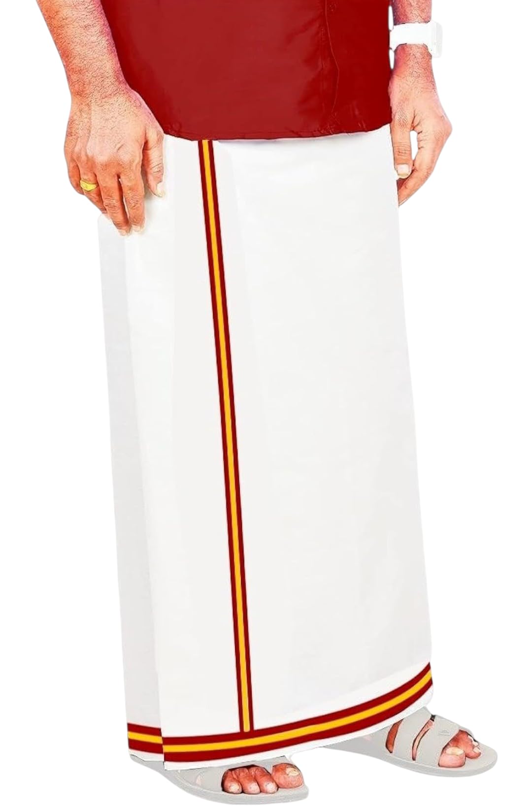 DHOTI/TVK Vesti White Cotton with, 2 Meters Length,| single dhoti-picture-40
