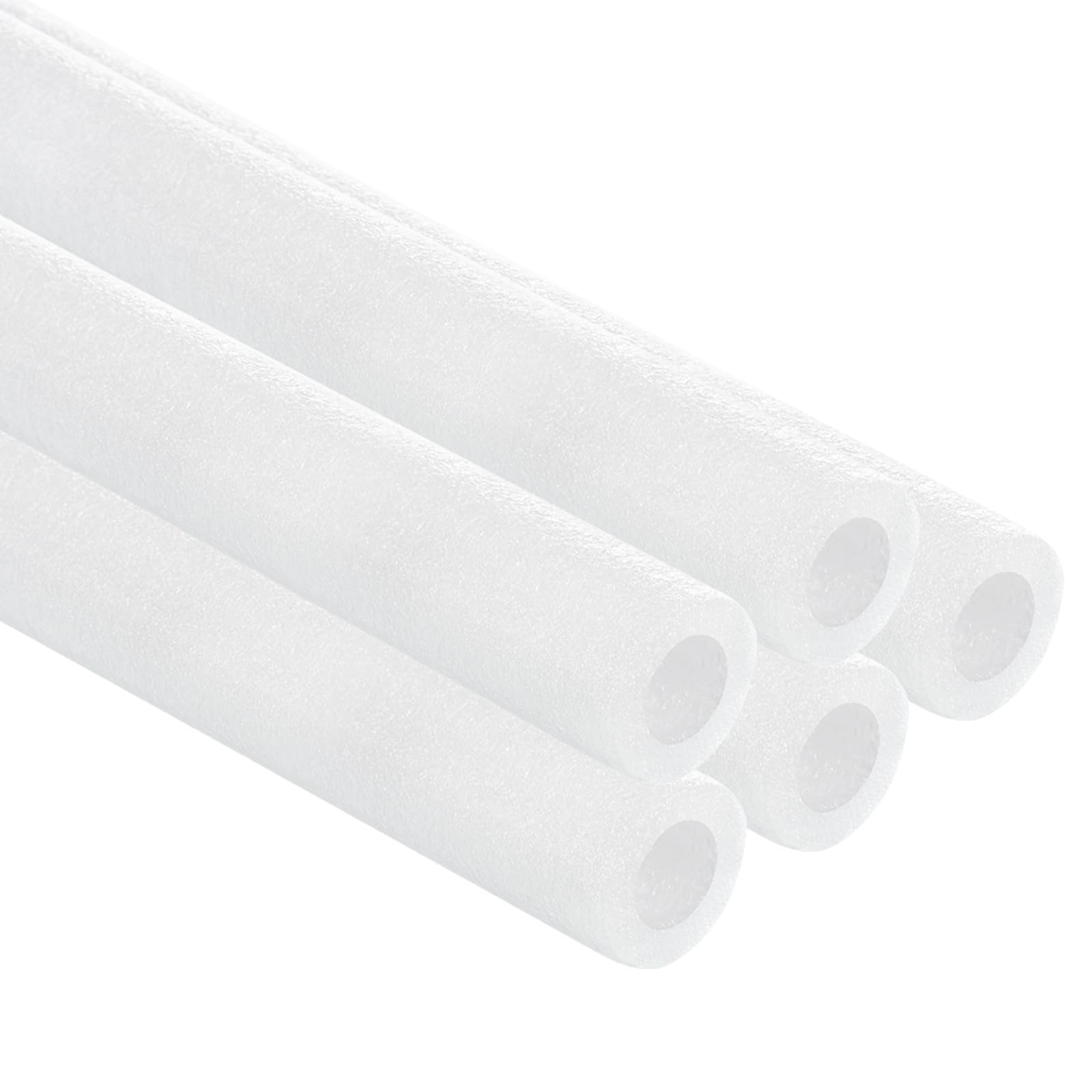 sourcing map 5 Pcs 0.59 Inch 3.3 Feet Pipe Insulation Foam Tube, Hollow Tube Covers for Outdoor Winter Freeze Protection Hot Cold Water Pipe, White OD 1.02"