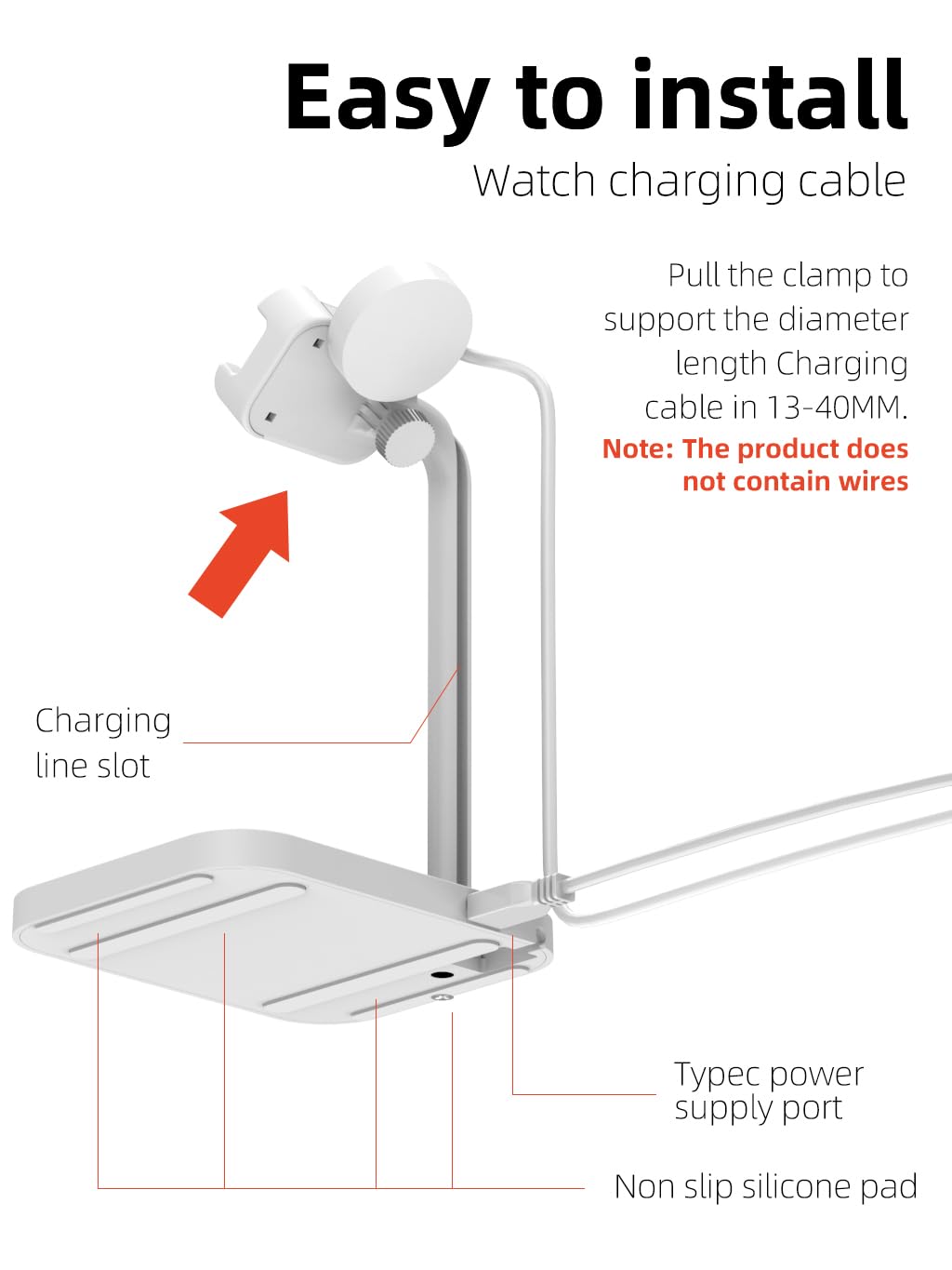 Supporto caricabatterie wireless 2 in 1 per Samsung/Apple/Google, per Huawei GT/Samsung Galaxy/Pixel/Garmin/Diesel/Fossil/Fitbit/Skagen/Michael/Galaxy/GT Watch Bracket Base (02SW-B)