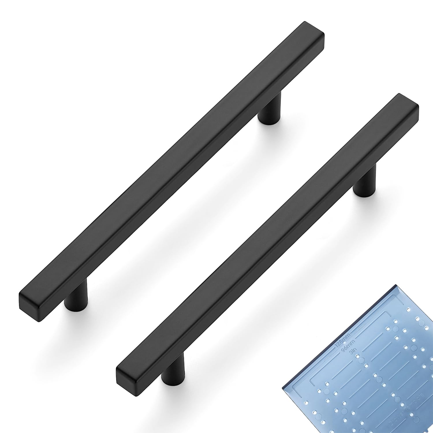 Ravinte Square Cabinet Handles, 10 Pack, 5" Hole Centers, Matte Black