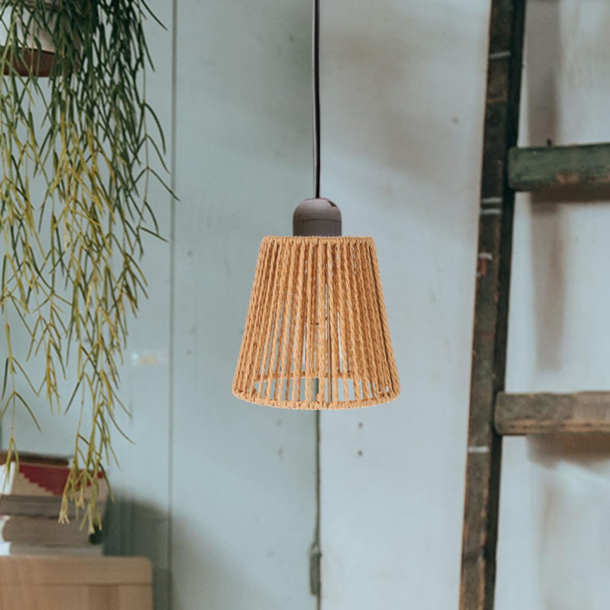 Set 4 Paralumi Intrecciati a Mano in Corda di Carta Stile Boho Rustico, Decorativi e Versatili per Lampade da Terra e Camera da Letto