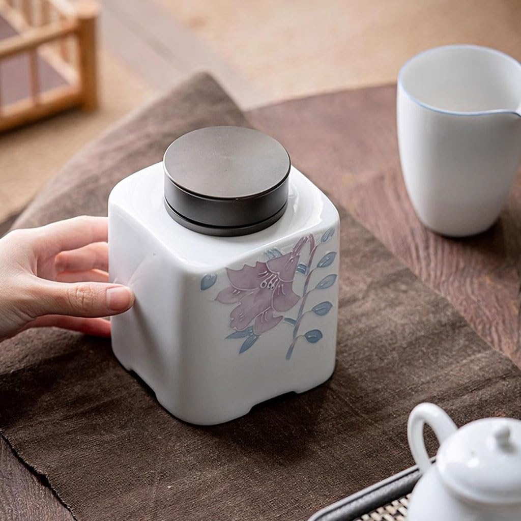 Teedose Lily Teedose, versiegelte Teedose, Legierungsdeckel, handgefertigter Teebehälter aus Keramik, Aufbewahrungsdose for Tee, Kaffee, Zucker, Nüsse in der Küche zu Hause Tee-Vorratsdose