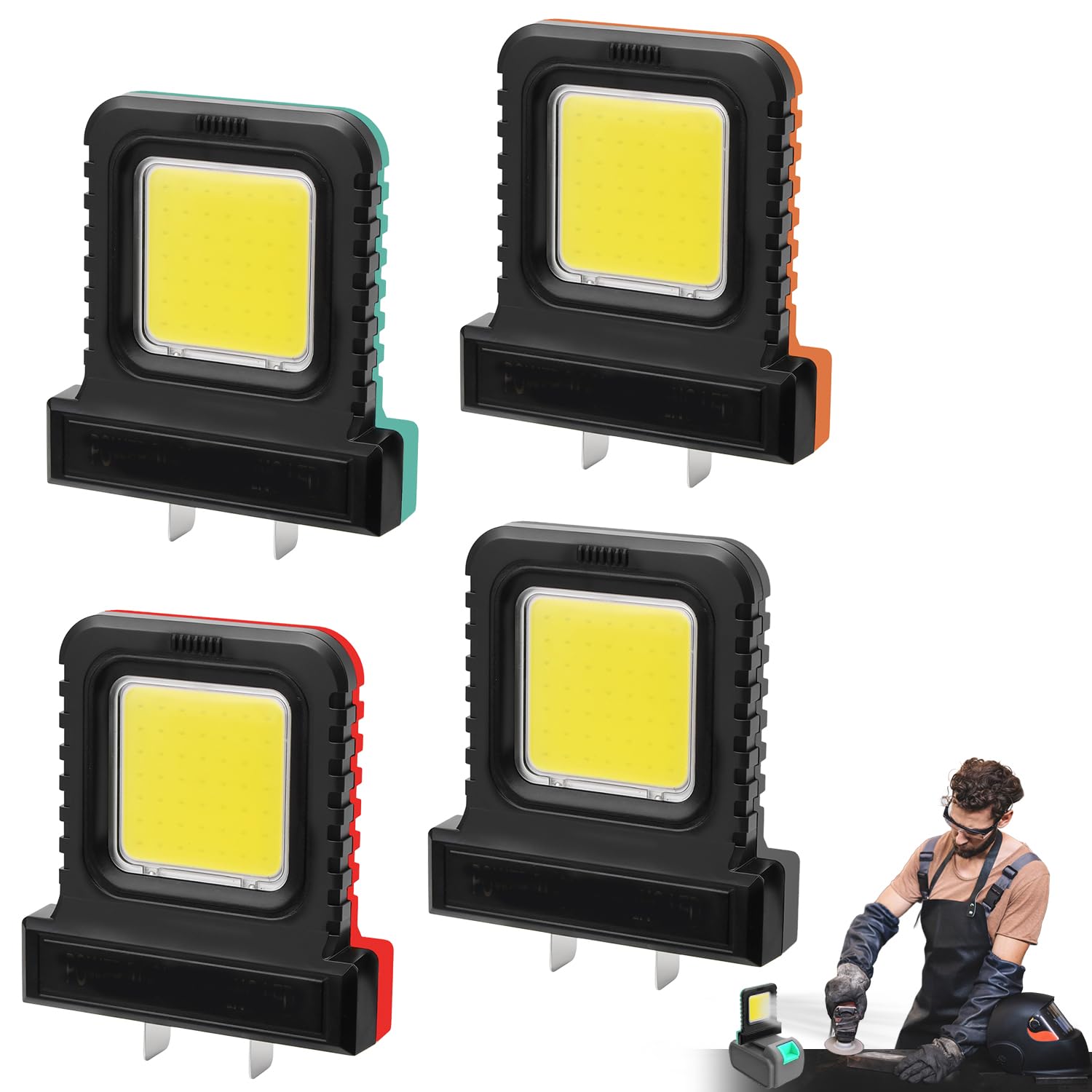 4 PCS High Brightness Floodlight, Flood Light for All Power Tool Batteries