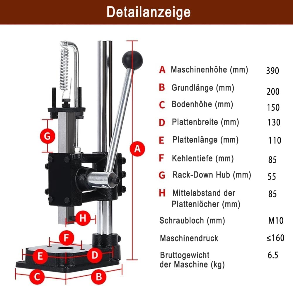 Leder Locher Werkzeug Guilopoer Lochmaschine mit Aluminiumplatte Set für Lederdruckmaschinen Stanzen Zinken Stempeln Punche,DIY Maschine zum Lochen von Leder