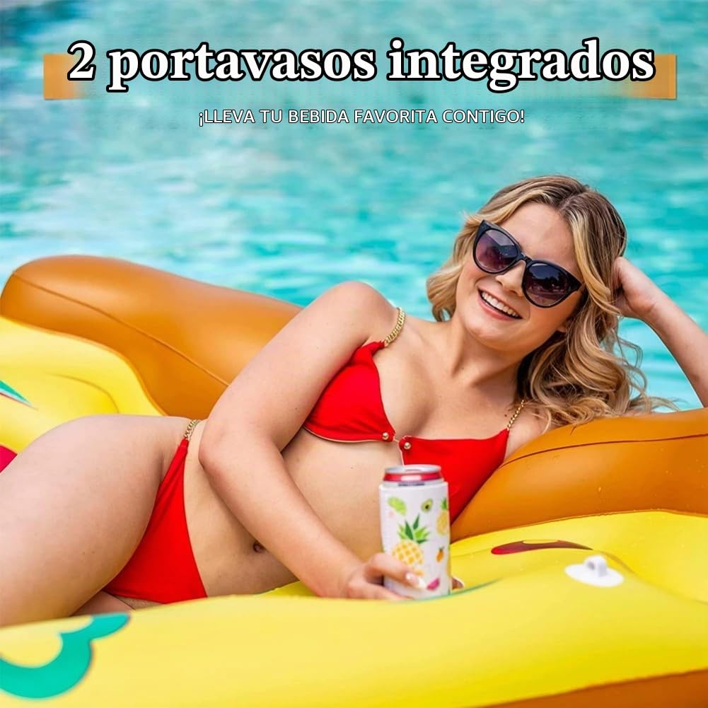 Colchoneta Piscina Adultos - Flotador Piscina Hinchables con Portavasos, Flotador Inflable Pizza Grande Flotador Hinchable de Bronceado para Piscina Playa Fiestas Verano