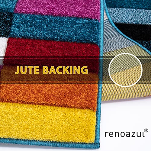 renoazul® Multi Colour Carpet Runner Rug for Living Room, Hallway, Bedroom and Office, 160 x 230 cm, Cube, Soft Thick Pile Fluffy Thick Plush Geometric Runner Rug - Cosy Home Interiors renoazul® Multi Colour Carpet Runner Rug for Living Room, Hallway, Bedroom and Office, 160 x 230 cm, Cube, Soft Thick Pile Fluffy Thick Plush Geometric Runner Rug - Image 5