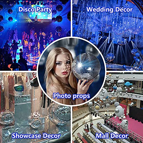 Devan - 20CM Silberne Spiegelkugel - Disco-Kugel für Party, Hochzeit & Fest - Hängend aus Glas