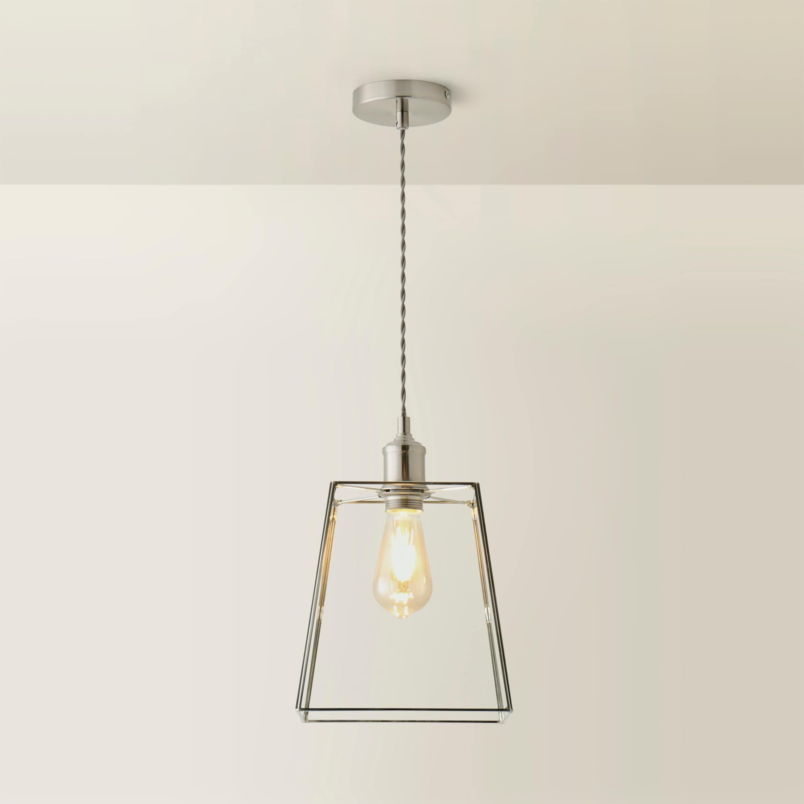 ValueLights Silver Glass Lantern Lamp Shade Single Drop Ceiling Pendant Light