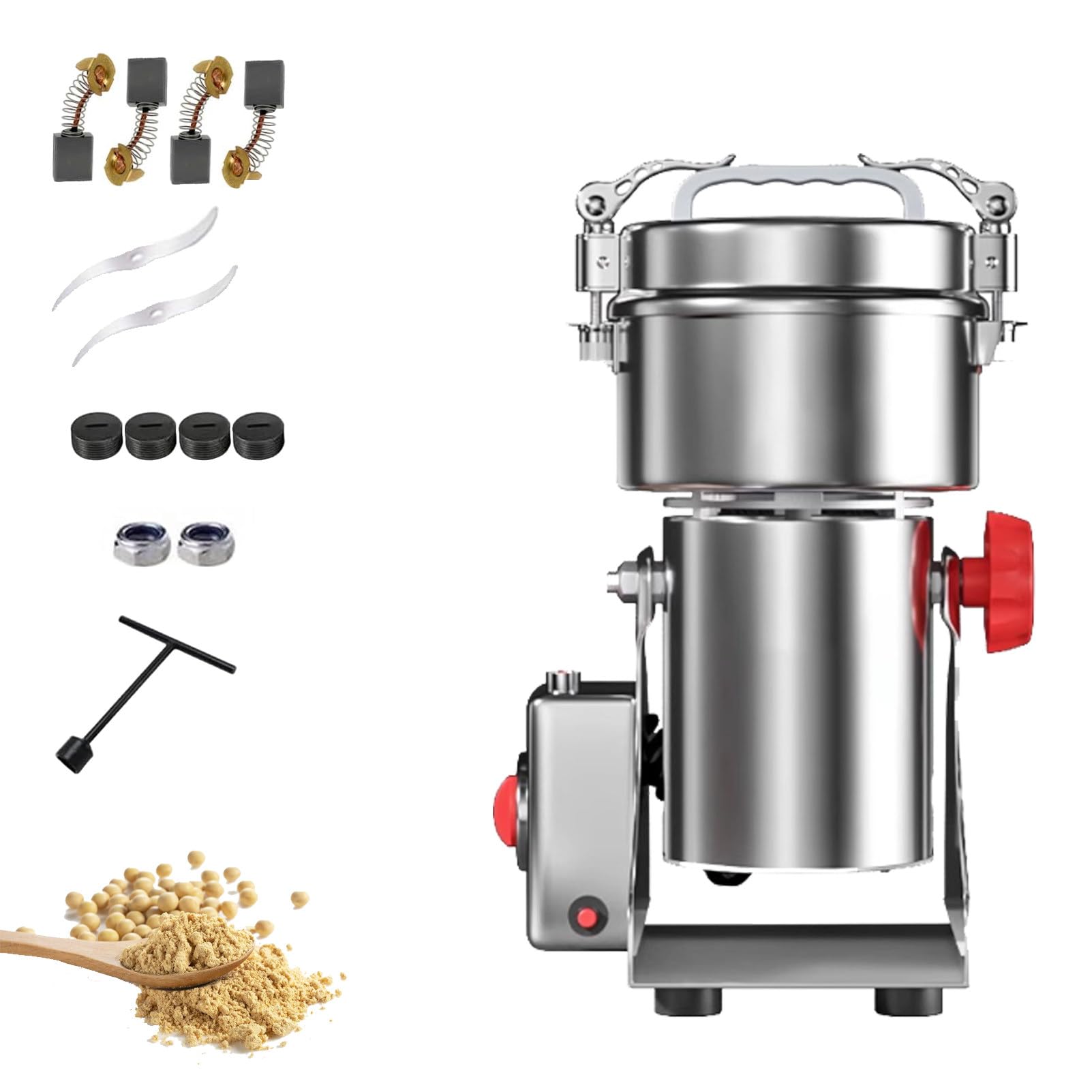 Pnpaea LED 2500W Display Grain Grinder Spice Grinder Electric Grain Mill Grinder 30s High-speed Superfine Grinding with Overload Protection for Dried Material 430-800g
