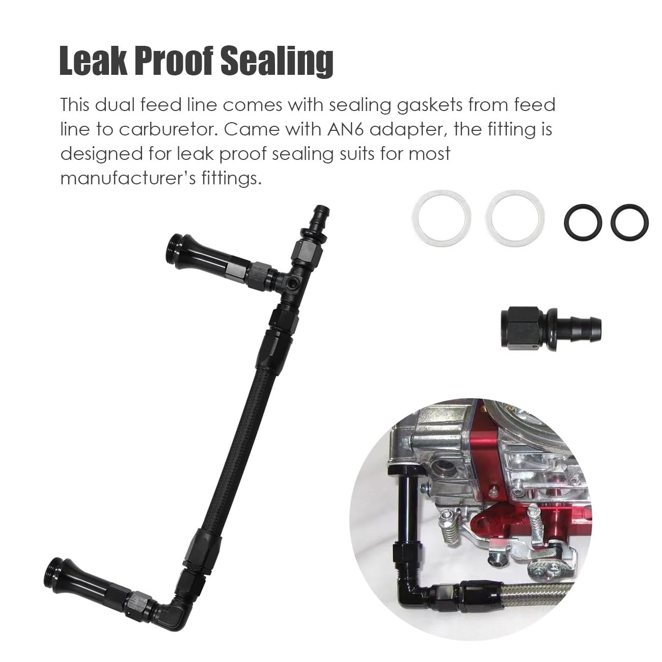 Carburetor Feed Lines -8 AN Fuel Line Inlet Size - 9/16-24 In - Foto 3