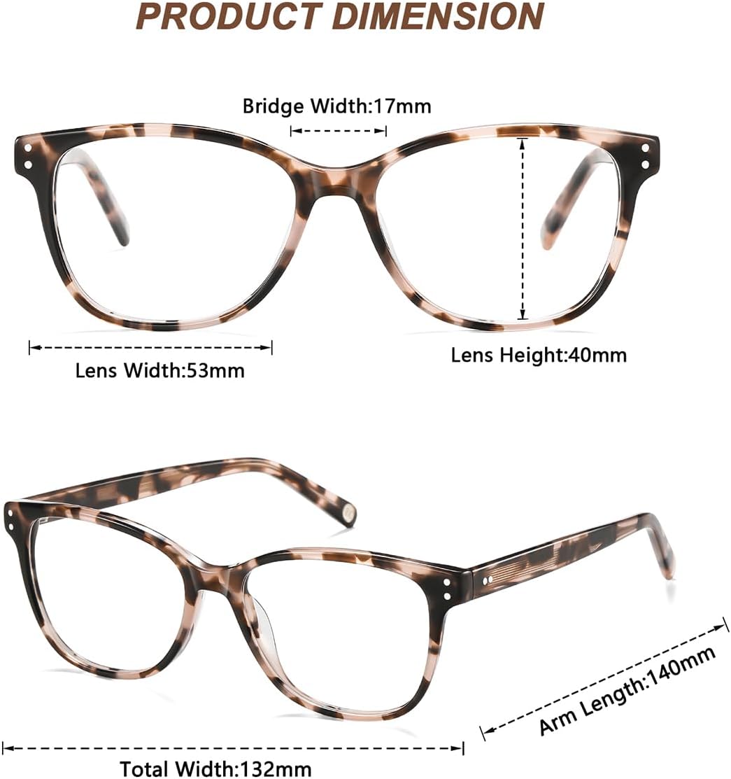 WARKAY Blue Light Blocking Reading Glasses for Women Acetate Frame Metal Spring Hinges Readers for Women