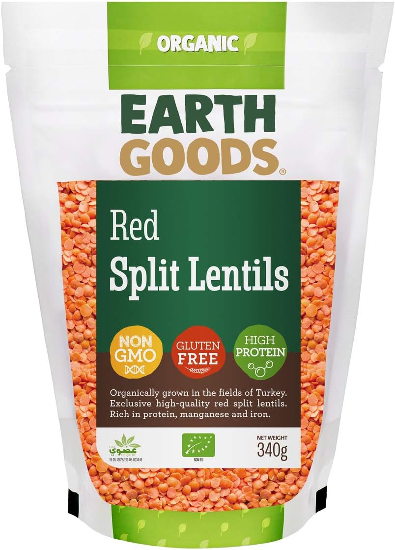 Organic Red Split Lentils, Non-Gmo, Gluten-Free, High Protein 340G