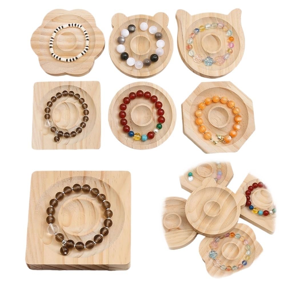 ZHSOAO 6Pcs Wooden Jewelry Display Plate Multifunctional Organizer Tray Bracelet Necklace For Home Store Use for Jewelry