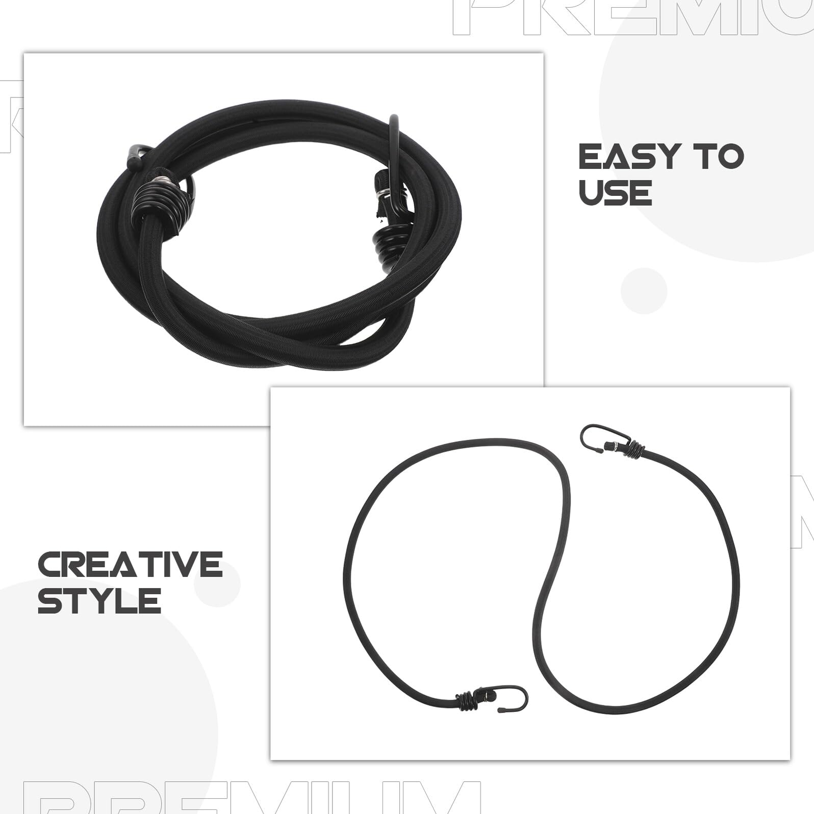 GALPADA Corde Elastiche con Ganci 2 Pezzi 10Mm X 64 Pollici Corde per Riparo da Esterno in Poliestere Resistenti Elastici Multiuso per Bagagli e Campeggio Ancoraggio per Portapacchi e