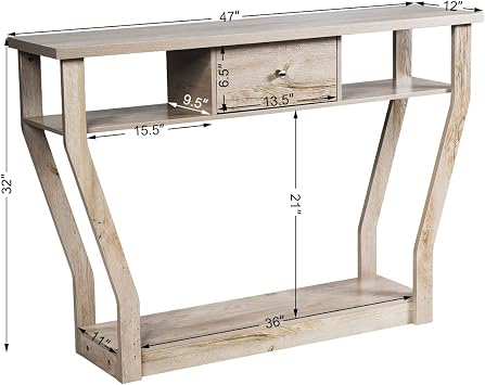 47 Accent Console Tables with Drawer and Shelf for Living Room Hallway Entryway