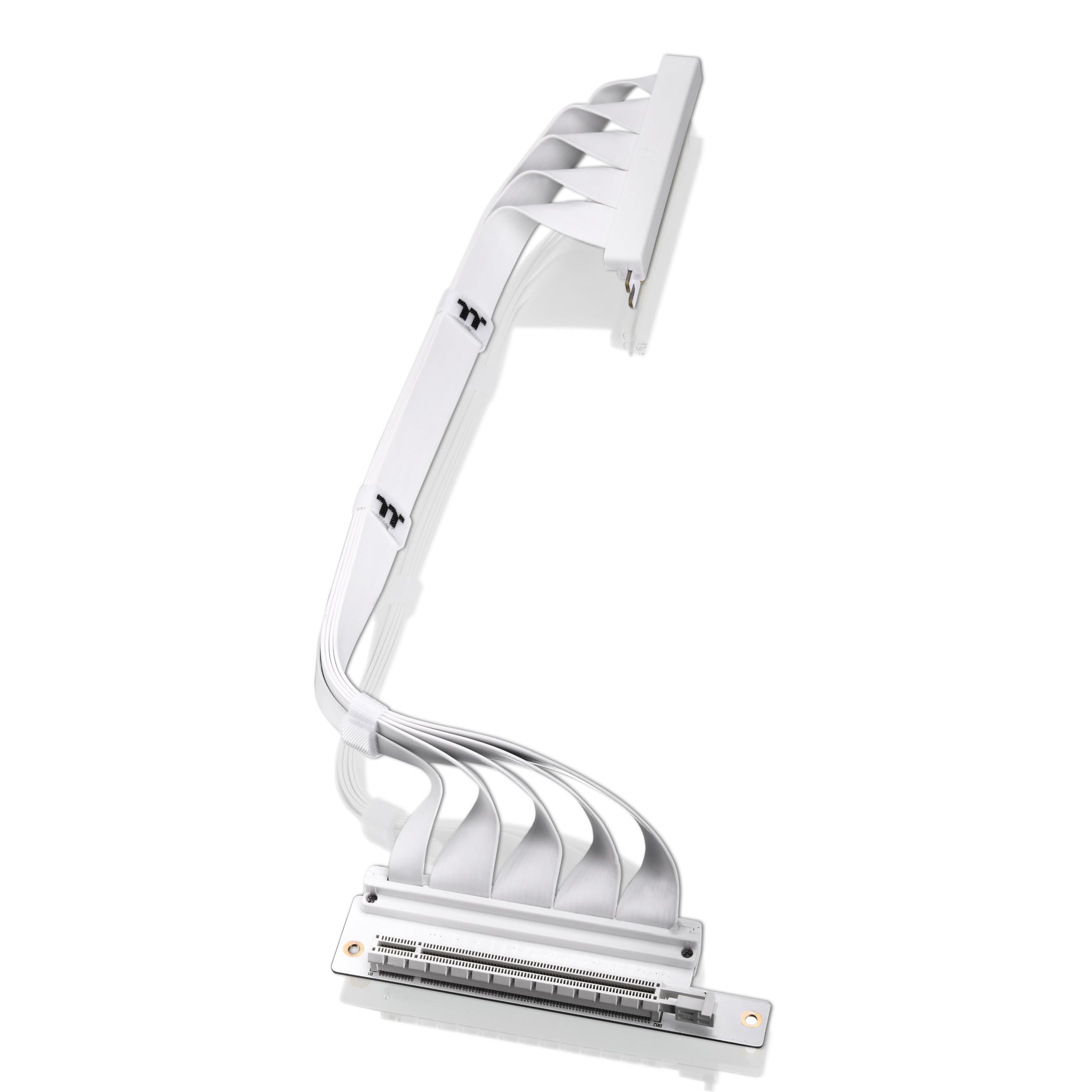 Thermaltake Cavo riser PCIe 4.0 con connettori a 90°; bianco; trasmissione ad alta velocità da 16 Gbps; 400 mm; schermatura EMI; AC-077-CO6OTN-C1; 3 anni di garanzia