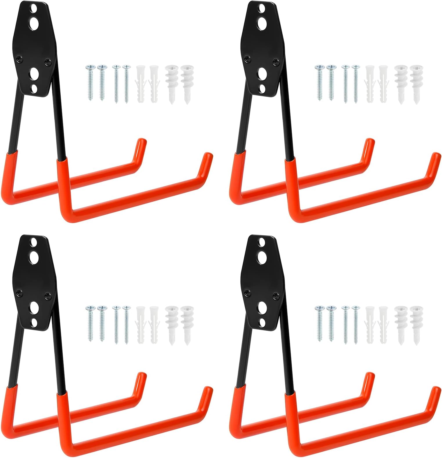 Ganci Da Garage Hicoosee - 4 Pezzi, Portata 35 Kg, Per Bici, Utensili E Scale, Colore Arancione - Foto 12