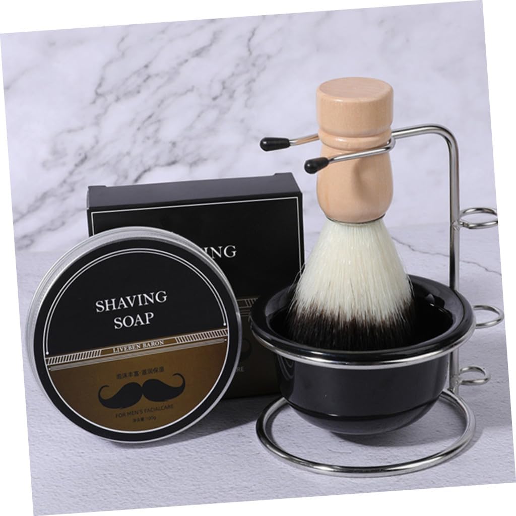 Didiseaon 2sets Shaving Brush Stand Slots and Bowl Kit Professional Barber Tool Shaving
