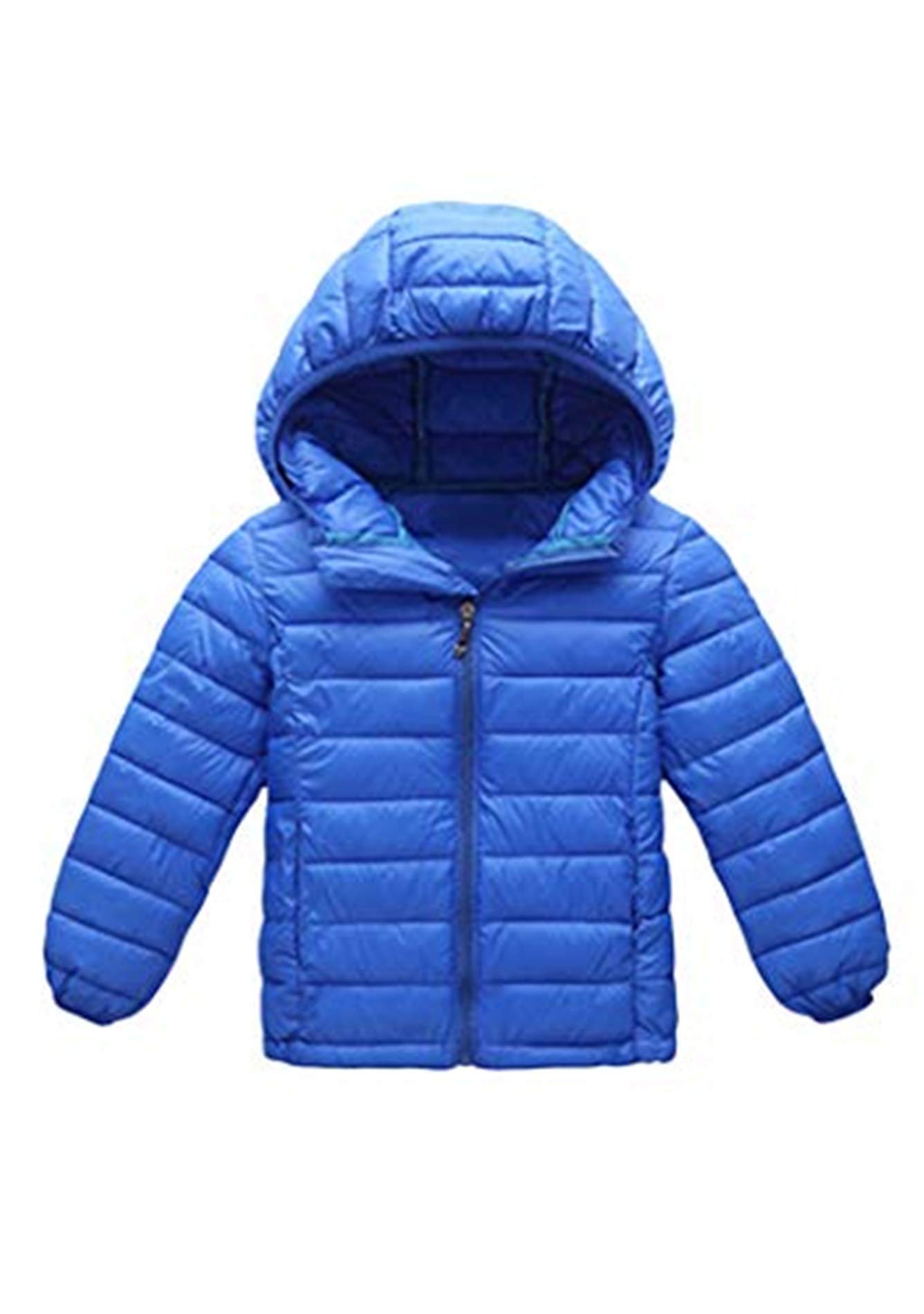 Kid Winter Looser Fit Hooded Down Jacket Lightweight Warm Packable Jacket with Pocket