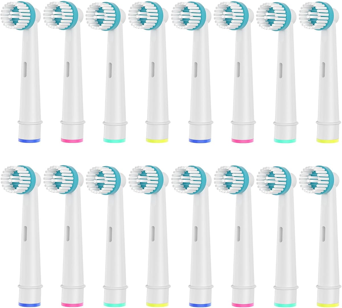 16 cabezales de repuesto Ortho Care compatibles con el cepillo de dientes eléctrico Oral B para una limpieza precisa alrededor de los aparatos ortopédicos.
