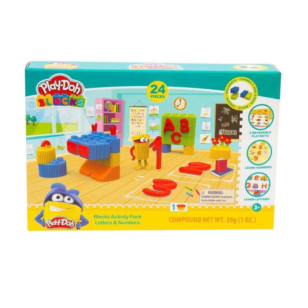 Bildo Blocks Letters and Numbers Activity Pack, Includes 16 Block Pieces, Two Reversible Play Mats Character, Suitable for Children Aged 3 Years and Up