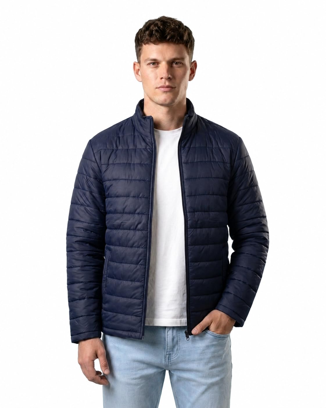 Men's Lightweight Quilted Puffer Jacket with Stand Collar-picture-14