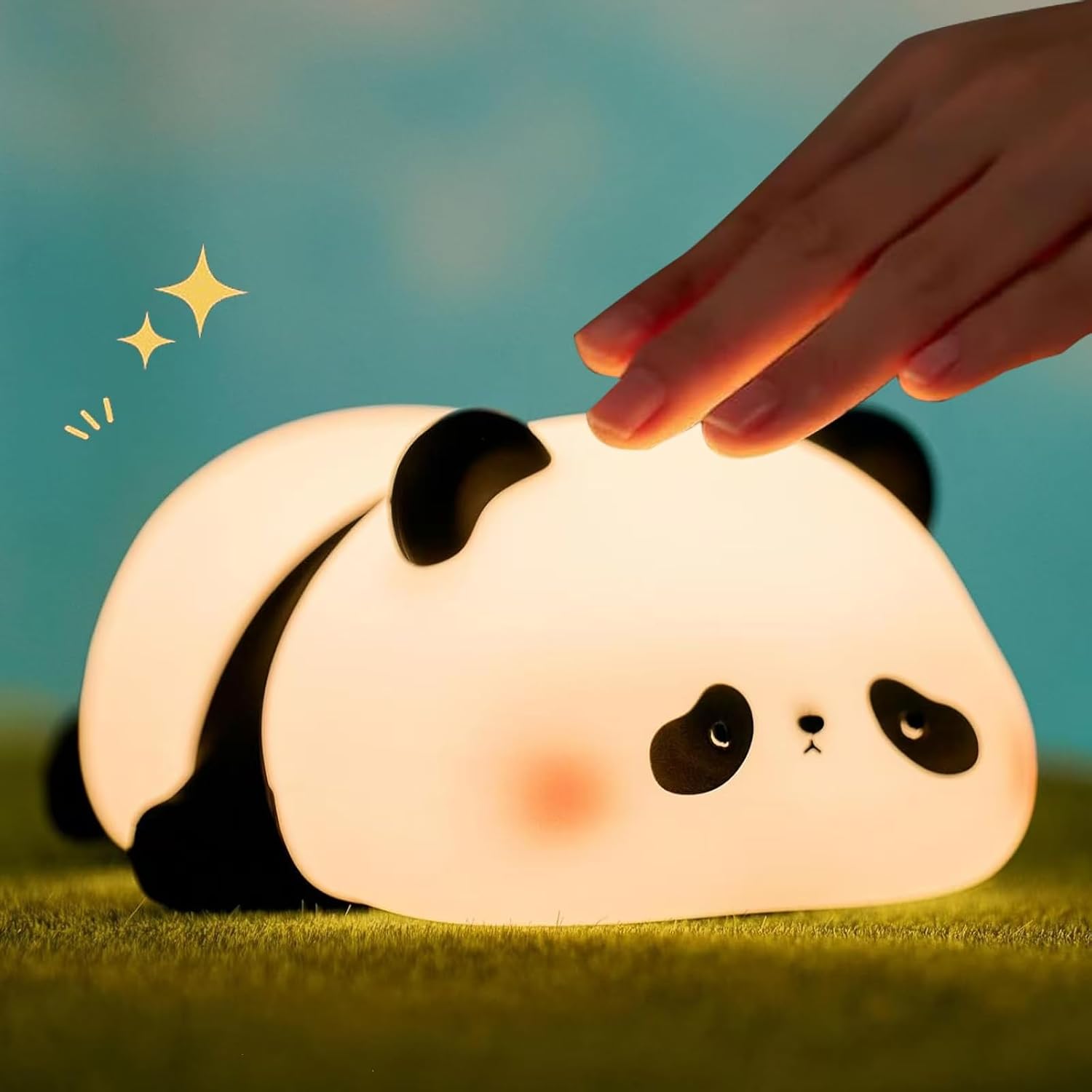 Lying Flat Rabbit Night Light, LED Squishy Buuny Rabbit, Cute Light Up Rabbit, Silicone Dimmable Nursery Nightlight, Rechargeable Bedside Touch Lamp for Breastfeeding, Finn The Rabbit