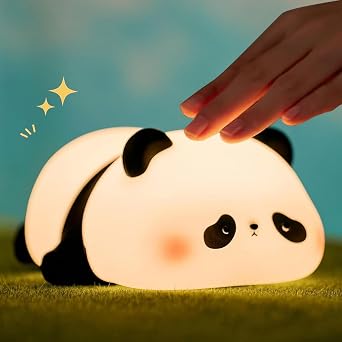 Lying Flat Panda Night Light, LED Squishy Duck Panda, Cute Light Up Rabbit, Silicone Dimmable Nursery Nightlight, Rechargeable Bedside Touch Lamp for Breastfeeding