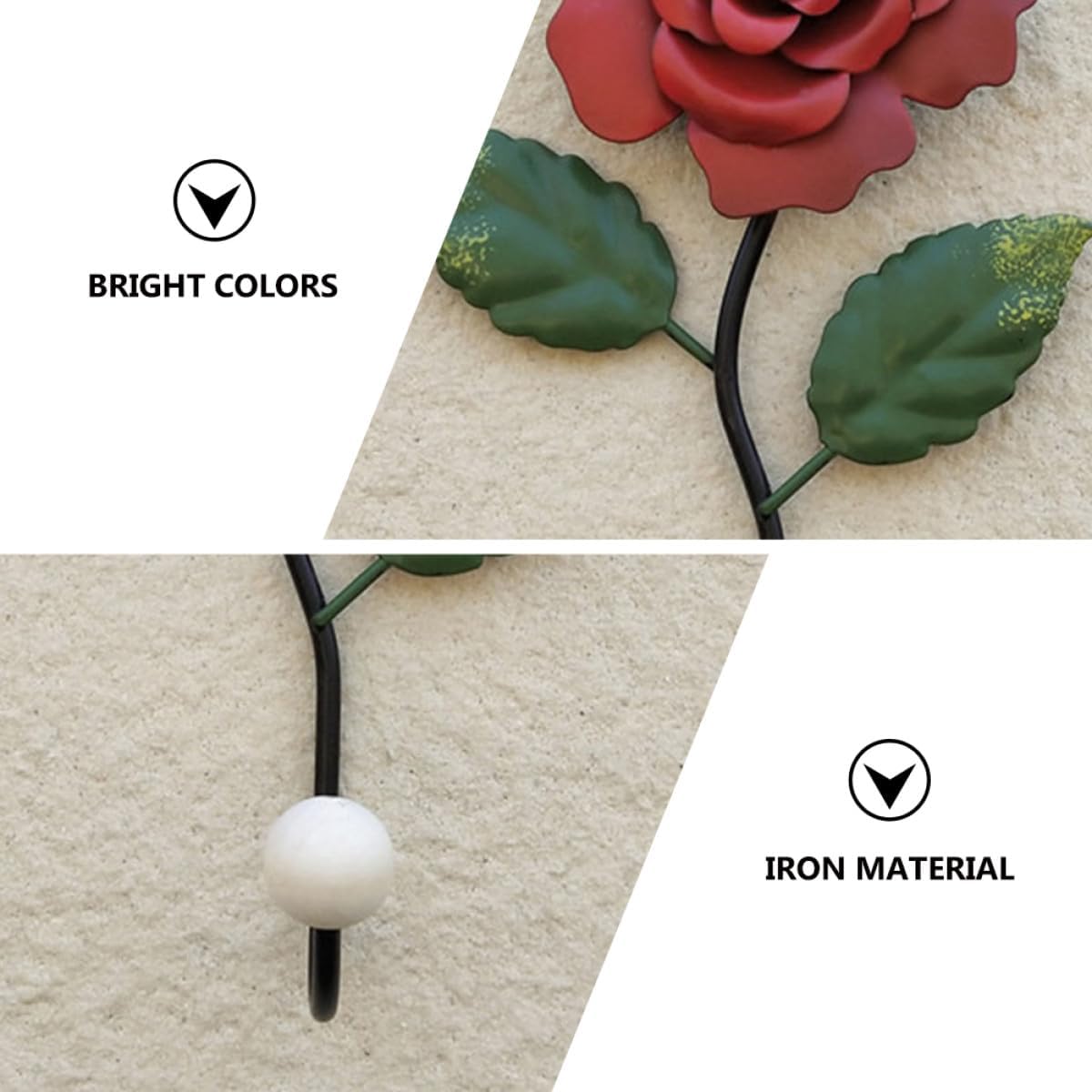 Healifty 2pcs Rose Design Iron Wall Hooks for Home and Hotel Storage image 3