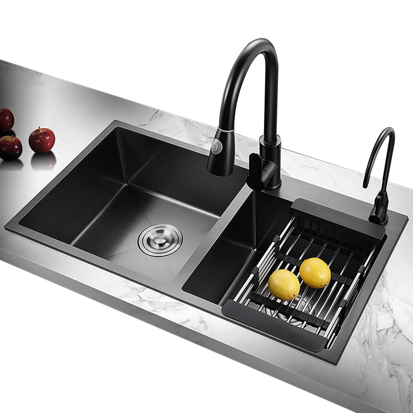 Évier de cuisine à deux cuves : résolvez le manque d'espace avec ce double bac noir mat sous plan
