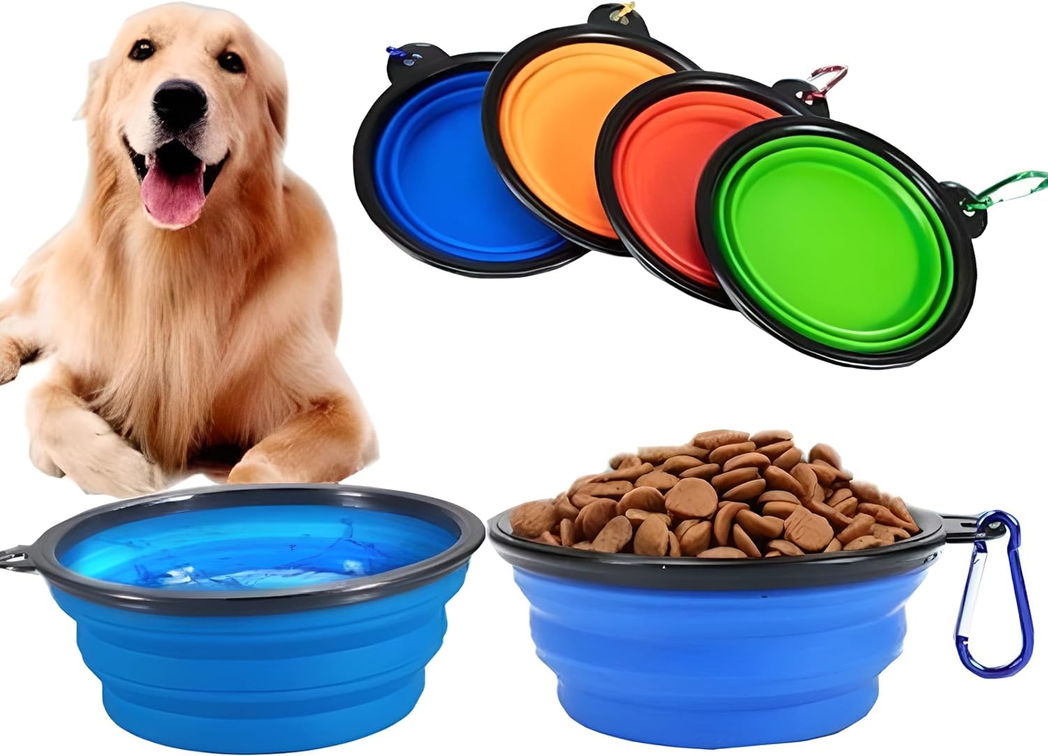 Katlanabilir Taşınabilir Kedi ve Köpek Mama ve Su Kabı, Portatif Akordiyon Silikon Kap