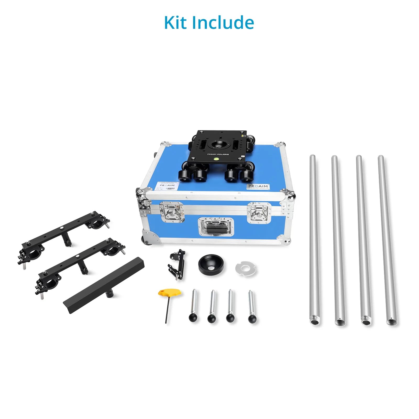 PROAIM Polaris DL-PLRS-4P - Carrello portatile per videocamere e videocamere, con binario da 2,4 m e supporto Mitchell integrato, carico utile fino a 200 kg