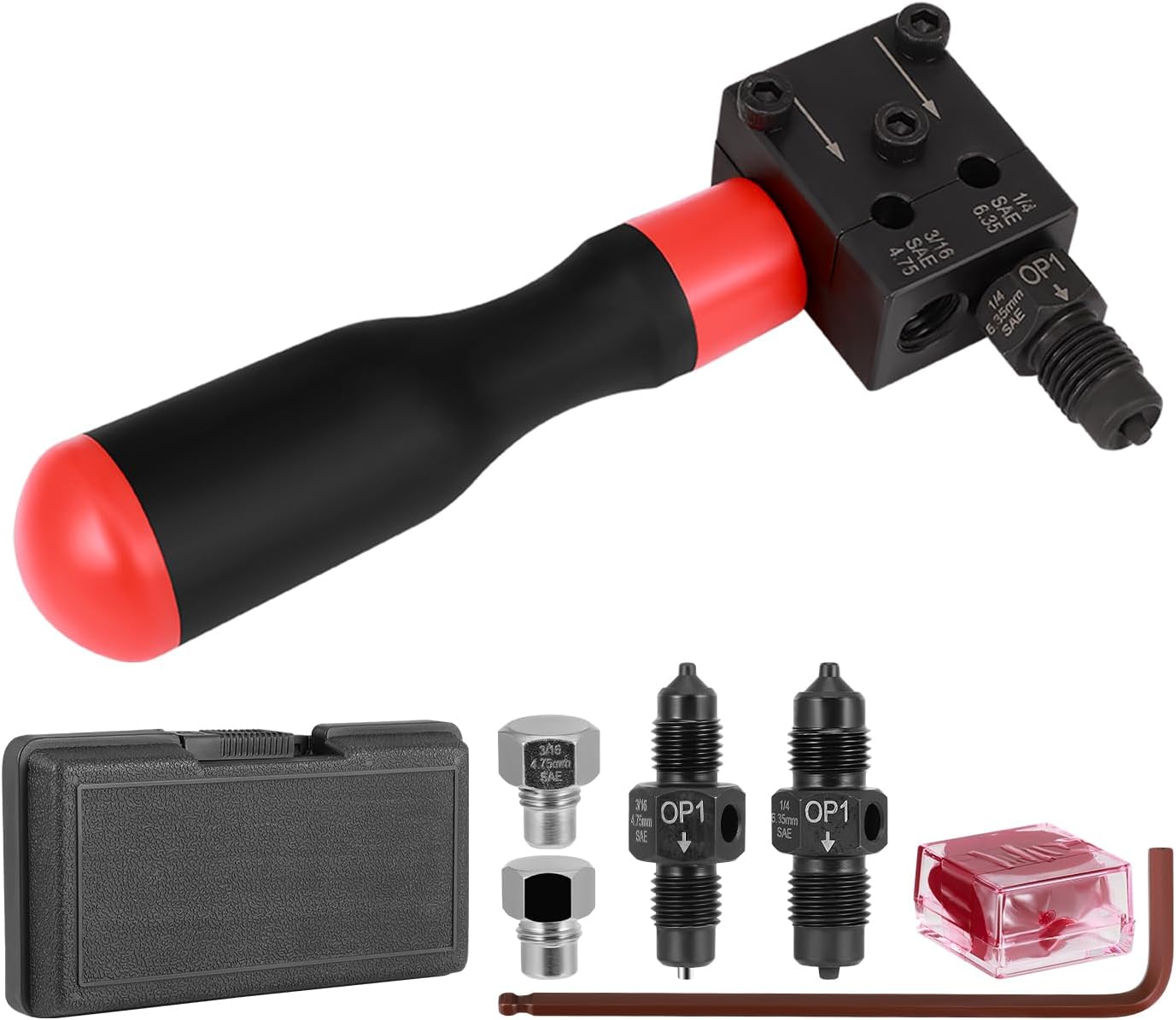 Brake Pipe Flaring Tool Kit Handheld Double Brake Flaring Tool Kit 3/16" & 1/4" Double Head Flaring Set for Car or Motorcycle