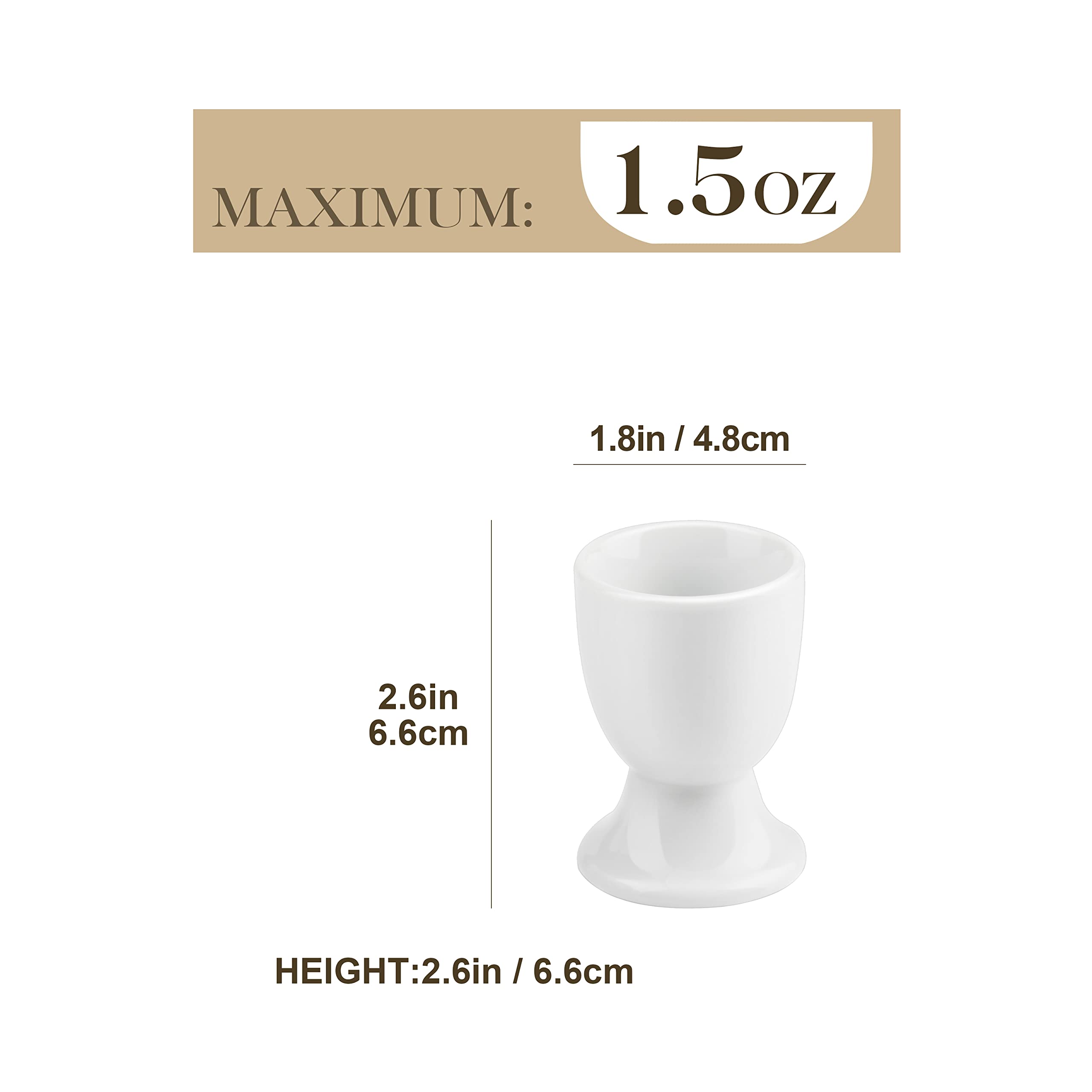 MALACASA Juego de 12 Hueveras de Cerámica, 4,8 x 6,6cm Hueveras para Huevos Cocidos, Hueveras de Porcelana Blanca, Soporte para Huevos Apilable para Huevos Duros y Pasados por Agua