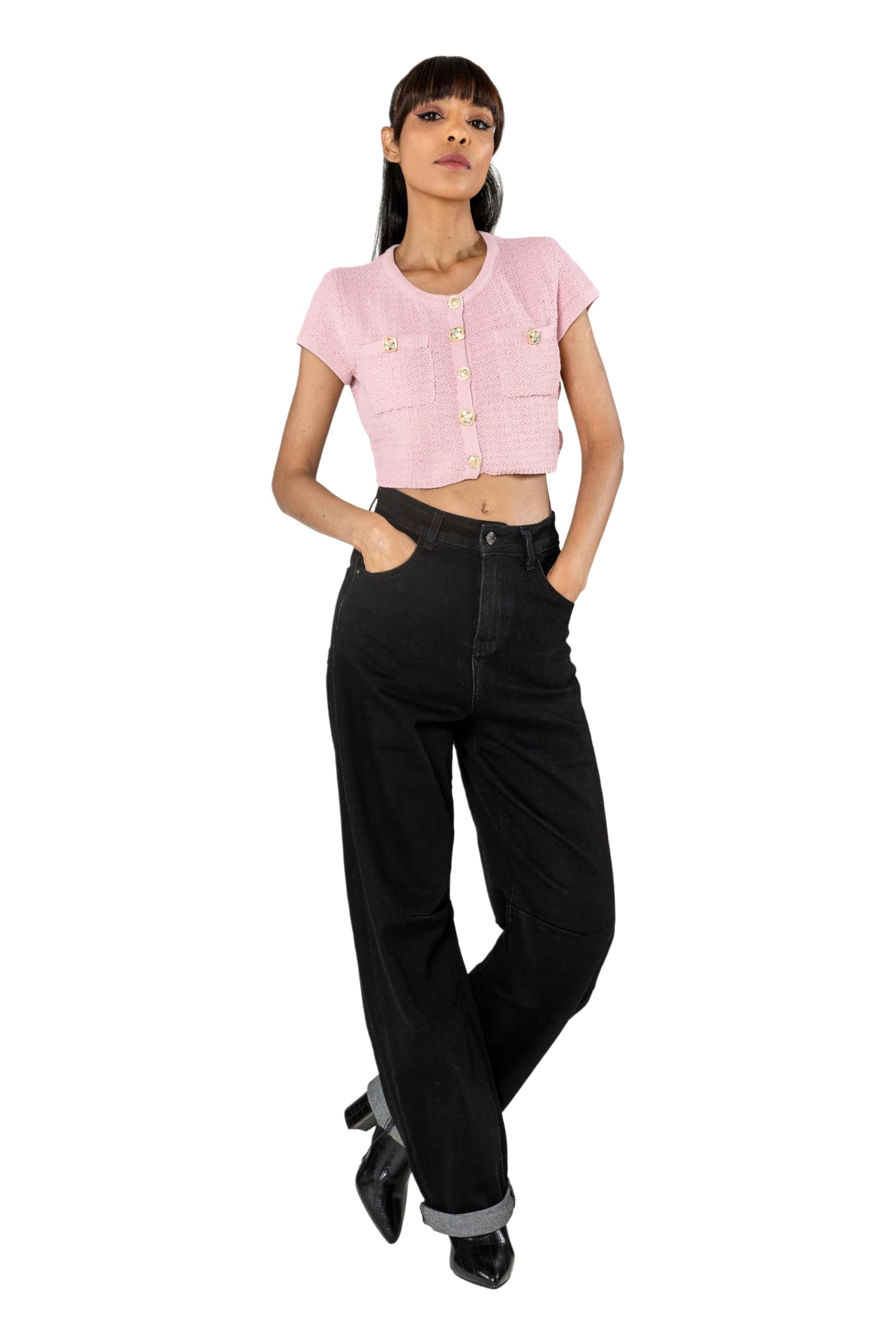 Nina Carter YY307 - Vaqueros para mujer, corte barril, cintura alta, pantalones vaqueros de cintura alta, pantalones vaqueros elásticos