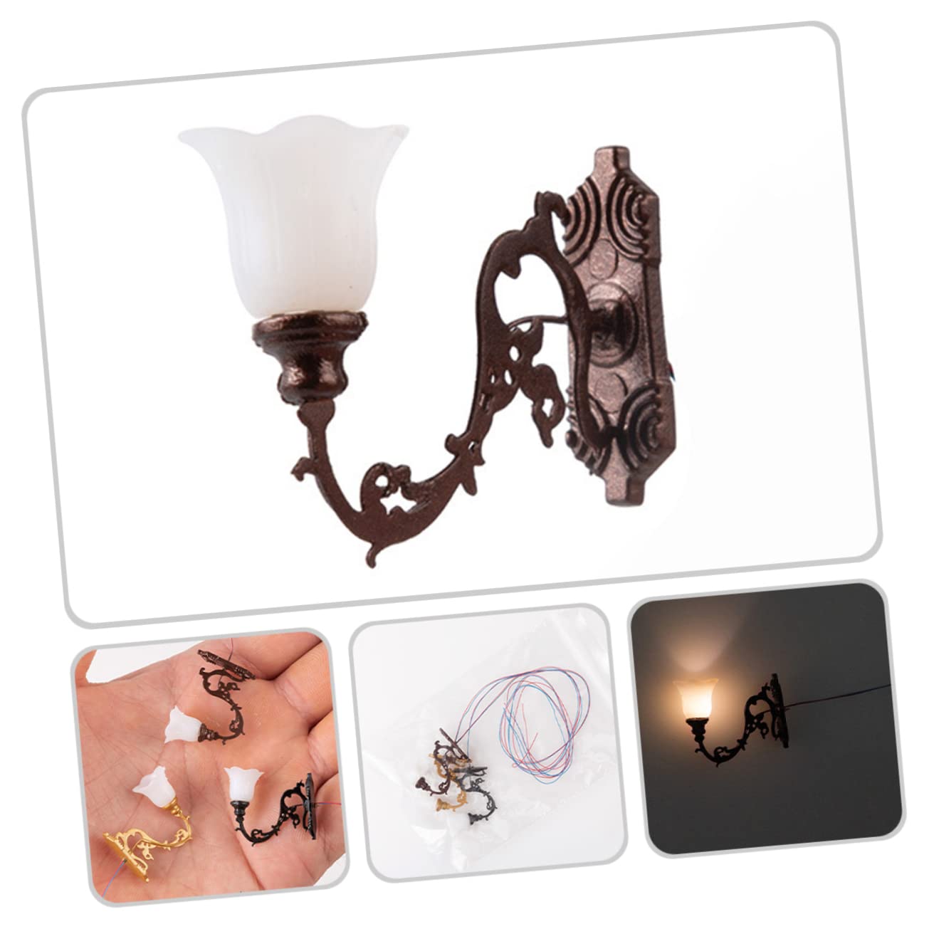 4pcs Mini Wall Lamp Models – Warm Light, 1/87 Scale, For Dollhouse & Diorama 10 thumbnail image