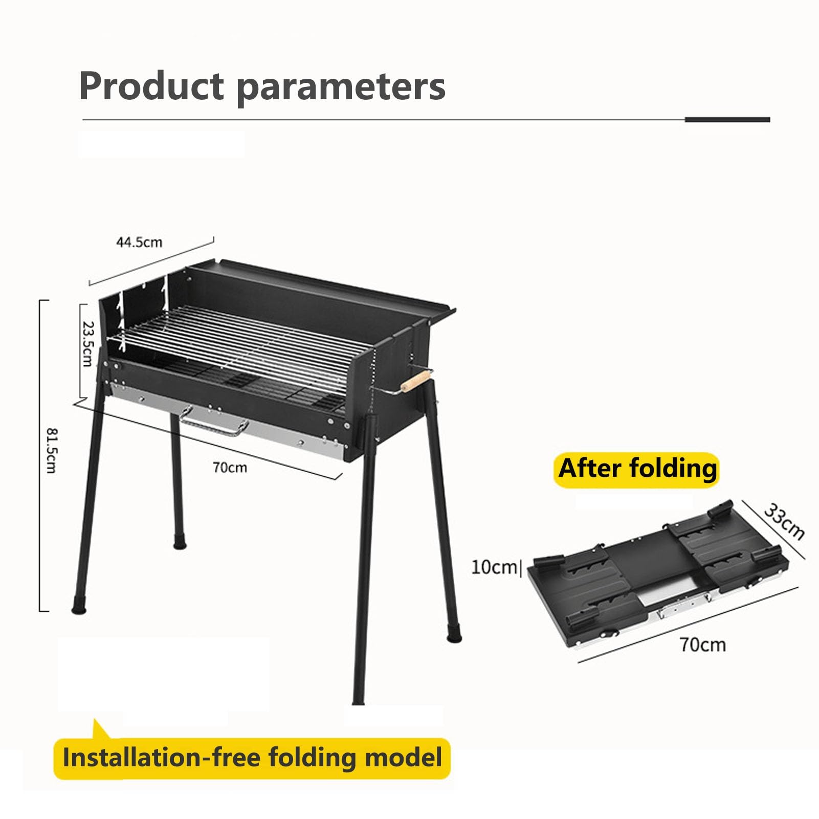 Barbecue Pieghevole Grill A Carbone Grande Griglia Per Barbecue BBQ A Carbone Zona Cottura Extra Large Con Griglia Regolabile In Altezza Per La Cucina All'aperto Cortile Campeggio Picnic Spiaggia(B)