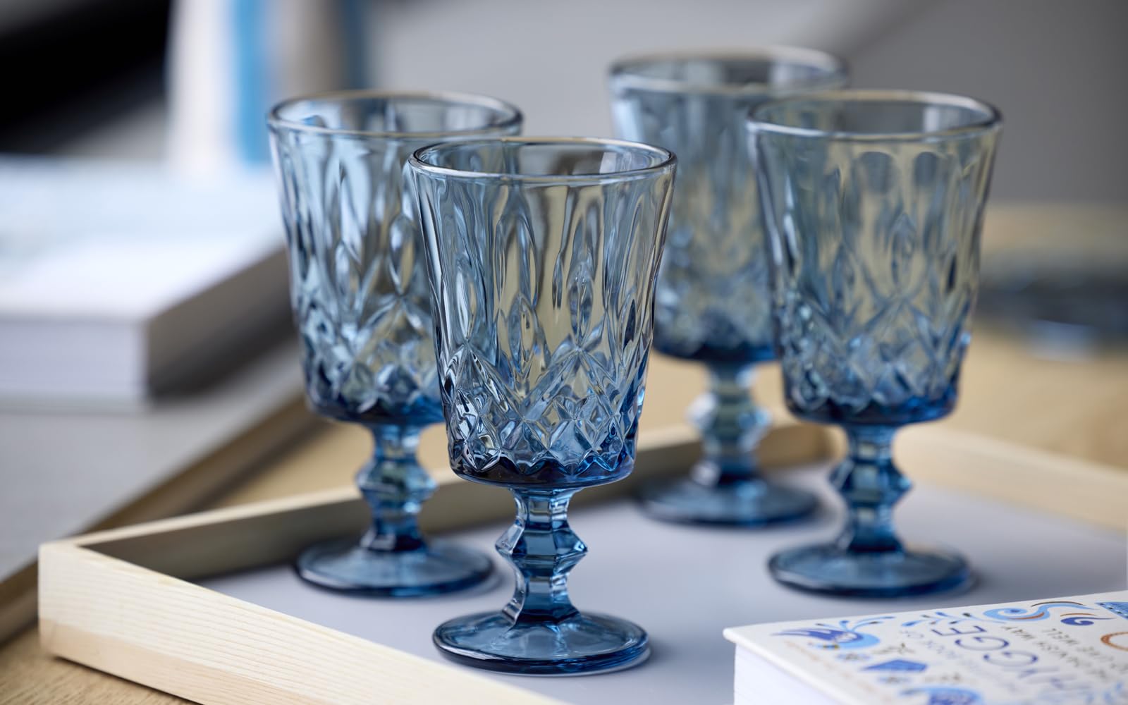 Lyngby Glas Sorrento Şarap Kadehi 29 cl 4 Adet Mavi