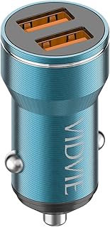 V Volt CC528 Dual USB Car Charger – Compact Design with Aluminum Alloy Material – 2.4A Fast Charging – Compatible with 12-24V 5 Pack