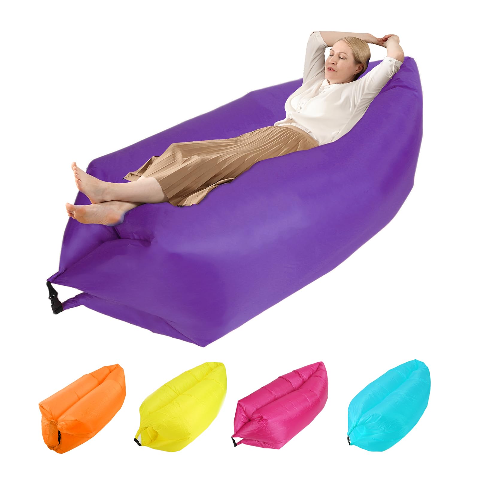 plplaaoo Inflatable Lounger Inflatable Couch for Travelling,Outdoor Camping Beach Chair,Inflatables Loungers Portable Foldable Air Sofa Matress for Outdoor Camping Beach Part (purple)