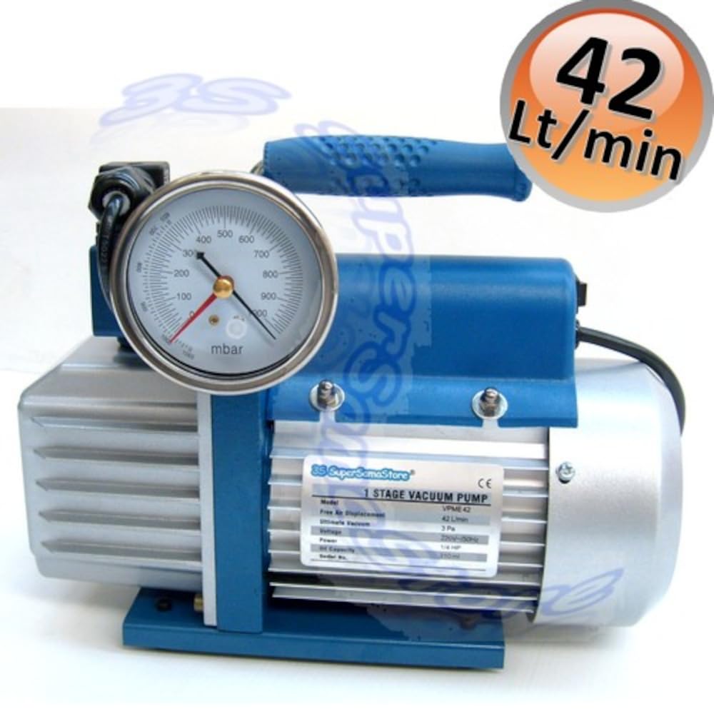 Prodotti kit - einstufige vakuumpumpe mit 42 litern und elektroventil + universelles 2-wege-manometer-set