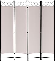 FDW 4-Panel 6FT Folding Room Divider Screen - Portable Privacy Partition for Bedroom Office Dorm, Sand