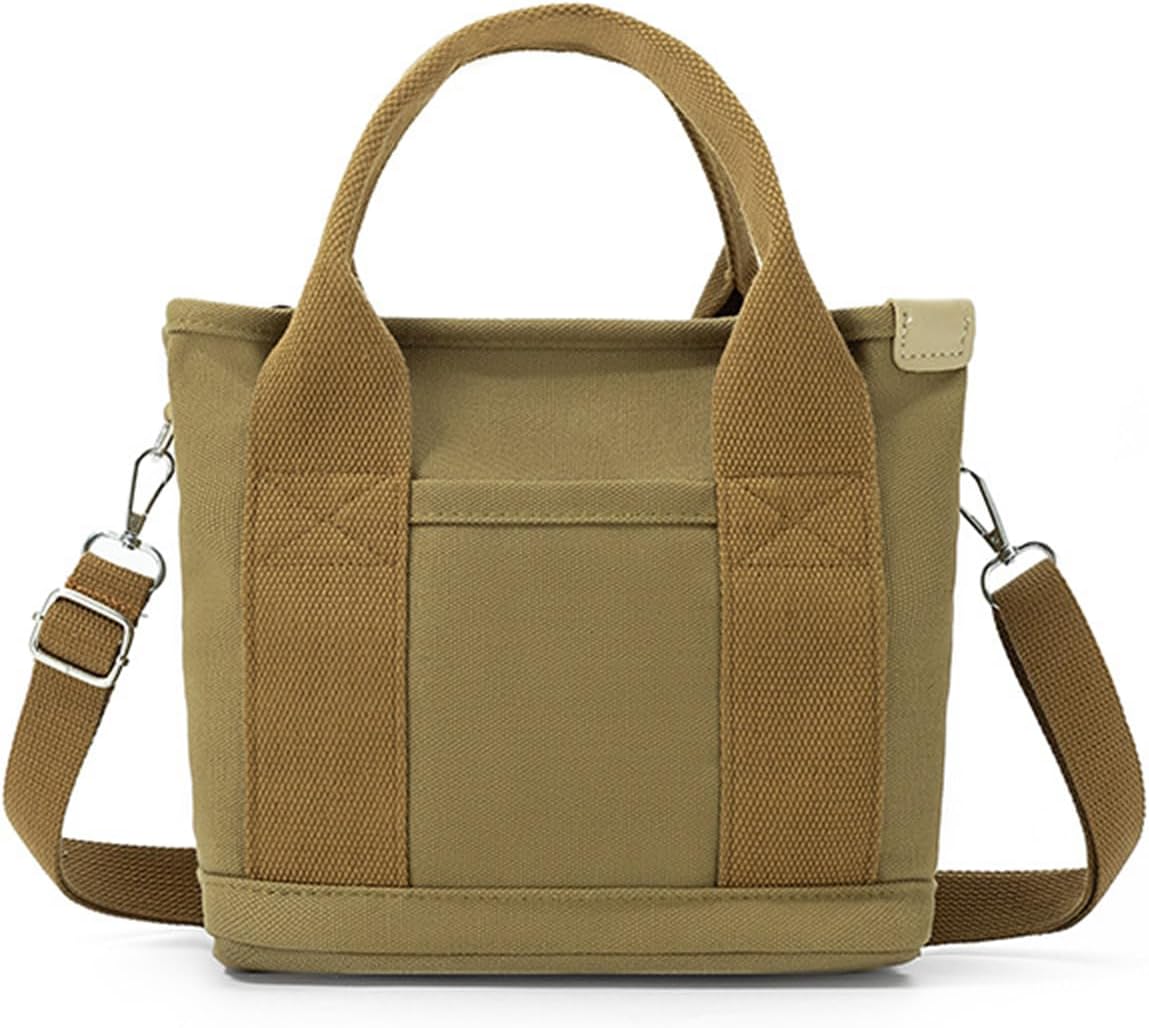 Mini Canvas Tote Bag with Zipper, Small Crossbody Shoulder Bag for Women, Trendy Hobo Satchel Messenger Purse for Everyday Use