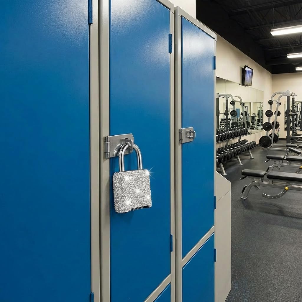 Combination Locks Bling Combo Lock for Gym Locker 4 Digit Number Lock with Code Outdoor Padlock for Gate,Shed(Silver)
